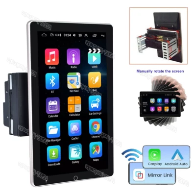 32G Carplay Rotatable 10.1'' Double 2DIN GPS Wifi Android 13 BT Car Stereo Radio - Image 1 of 4