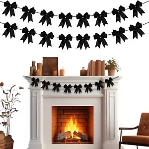 2 Strings Mini Baby Shower Wreath Bow Birthday Craft Bows Ornaments Black Sil... - Picture 1 of 2