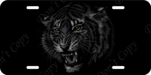 Etiqueta de placa de tocador de coche de aluminio de fondo negro animal cabeza de tigre (LP59) - Imagen 1 de 1