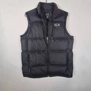 Mountain Hardwear Down Puffer Vest Mens Medium Black Full Zip Pockets Mock Neck - Picture 1 of 7