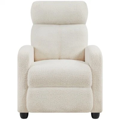 UKUNIVERSAL365 Adjustable Boucle Reclining Chair For Living Room Bedroom Home Theater Ivory