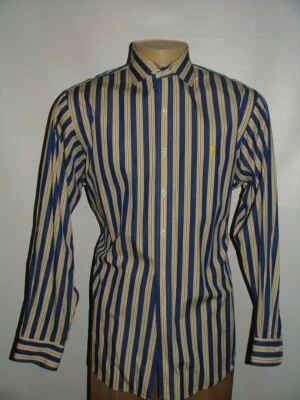 MENS RALPH LAUREN CASUAL SHIRT SIZE 16 1/2 36 100%COTTON BLUE YELLOW STRIPE #230 - Image 1 of 4