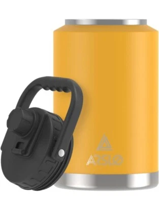 Jarra de agua de galón con mango, botella de agua aislada de un galón, acero inoxidable Foto 1 de 4