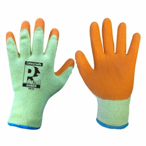 Pred Amber Orange Latex Coated Gloves, Builders Glove, Grip, Cotton Size 8 9 10 - Picture 1 of 4