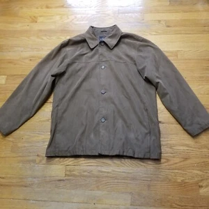 Weatherproof Mens Faux Suede Brown Button Up Lrg Jacket Lined *Flawed* Casual - Picture 1 of 14