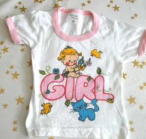 Baby T shirt Mädchen weiß mit Druck GIRL Gr. 80 - Bild 1 von 2