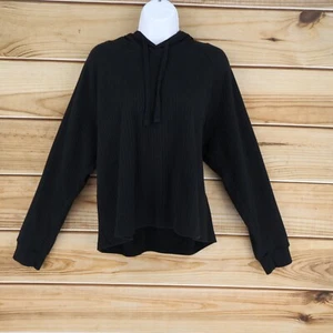 Athletic Works Ribbed Sweatshirt Hooded Womens Size XL 16-18 Black Activewear - Picture 1 of 8