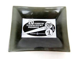 2A General Electric Glass Ashtray Advertising 1958 20 Years Fluorescent Bulbs - Picture 1 of 3