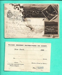 UX11 UX12 Postcard Postal 1896 White Mountains NY Silver Cascade Fabyan House - Picture 1 of 2