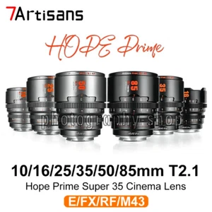 7artisans 10/16/25/35/50/85mm T2.1 Hope Prime Super35 Cinema Lens for E/X/RF/M43 - Picture 1 of 20