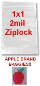 1,000 APPLE BRAND BAGGIES 1x1 CLEAR RESEALABLE BAG 1000 1 1010 baggie 1"x1" - Picture 1 of 1