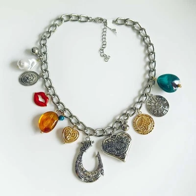 16" Anthropologie Boho Bib Statement Necklace Retro Women Party Vacation Jewelry - Image 1 of 4