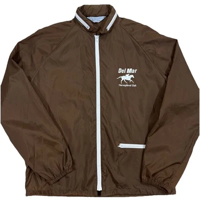 Vintage 70s Del Mar California Thoroughbred Nylon Jacket Mens Medium Horse Race - Image 1 of 4