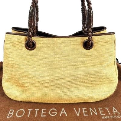 Bolso de mano Bottega Veneta cuero de becerro cáñamo cuero genuino tejido Damas Estados Unidos Foto 1 de 4