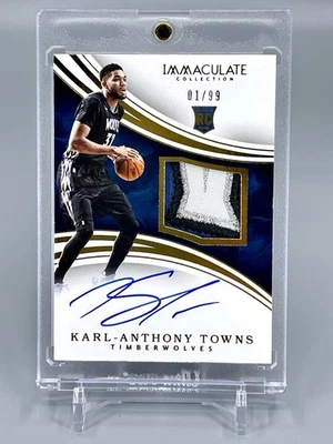 Karl-Anthony Towns 15-16 Panini Immaculate Rookie Patch Auto 01/99 Timberwolves - Image 1 of 4