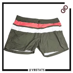 Retromarine Men's Double Color Block Swim Trunk Board Shorts Olive White Size 36 - Picture 1 of 8