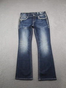 Miss Me Signsture Rise Boot Cut Blue Stretch Denim Jeans Gr. 30 Dark Wash LESEN - Bild 1 von 18