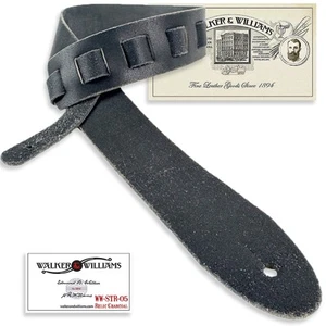 Walker And Williams STR-05 Rugged Charcoal 100% Italian Leather Guitar Strap - Picture 1 of 13