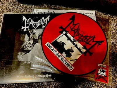 Mayhem Deathcrush Picture Disc & Mayhem Demo Vinyl Records lot - Image 1 of 4