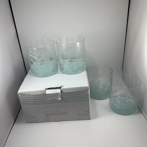 Two’s Company Octopus Design Set of 4 Double Old Fashioned Glasses Beachcore - Picture 1 of 9