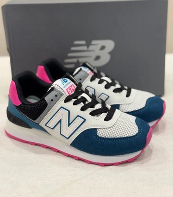 Новый баланс, ML574PWC, синий/белый/розовый/черный, размер мужской 5/женский 6,5 - Изображение 1 из 4