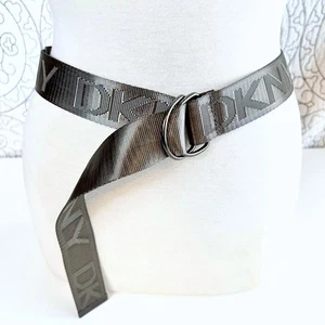 DKNY Gray Logo Belt D Ring Buckle Adjustable Waist Belt Fashion Accessory One SZ - Picture 1 of 3