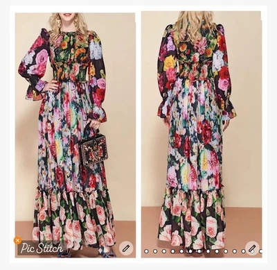 Dalia Macphee Long Sleeve Floral Maxi Dress size L NWT - Image 1 of 4
