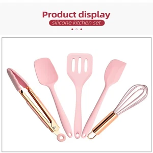 5 pcs Rose Gold Silicone Kitchen Tools Silicone Kitchen Cooking Set Kitchen - Picture 1 of 12