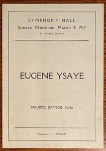 Eugene Ysaye concert program 1917 violinist Galli-Curci, Geminiani Faure - Picture 1 of 3