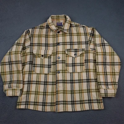 Camisa Pendleton De Colección Para Hombres XL Amarilla Lana Solapa Bolsillos Años 60 Franela Pesada Foto 1 de 4