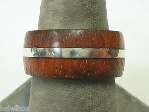 Sterling silver ring with IPE  wood accents * - Picture 1 of 2