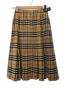 Burberrys Nova Check Wool Pleated Skirt Waist FX003 color beige fashion women - Picture 1 of 11