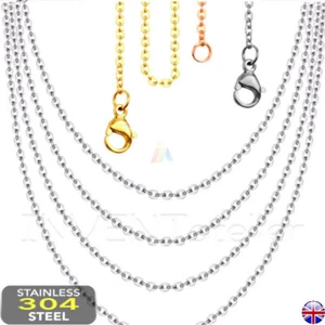 16"-30" Stainless Steel Cross Oval Chains Necklace Mens Womens  1.5mm 2mm  _621 - Picture 1 of 7