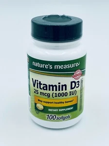 Vitamin D3 Pills Supplement 100 SoftGels | 25 mcg 1000 IU | Healthy Bones NEW - Picture 1 of 2