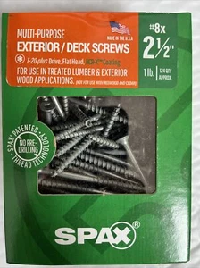 SPAX #8 X 2-1/2" / 1-1/2" Deck Screws HCR-X COATED T-20 Drive Wood/Composite - Picture 1 of 4