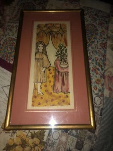 1970s pencil-signed, numbered Girl Coloured Pencil - Picture 1 of 9