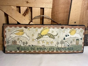 "Bless the Earth & It's Creatures" Picture on Slate Wall Hanging by Evergreen - Picture 1 of 6