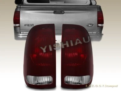 97 98 99-03 Ford F150 F-150 1999-2007 F-250 F-350 Tail Lights 2001 2002 DARK RED - Image 1 of 3