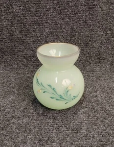 petit vase ancien Verre Opalin Décor Floral, Vase à Jacinthe - Picture 1 of 10