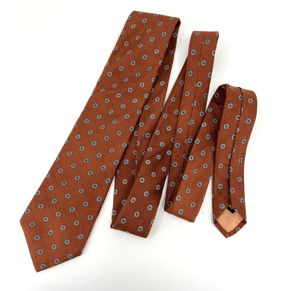 Corbata vintage Bert Pulitzer para hombre camisa marrón corbata seda pura EE. UU. rueda engranaje estampado Foto 1 de 4