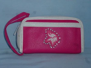 MINNESOTA VIKINGS   Womens/Girls  PINK FASHION WALLET with Rhinestones  NEW! - Picture 1 of 5