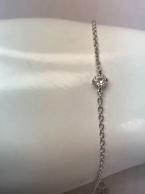 Pulseira de diamante ouro branco 14 quilates extraída natural - 12 pontos redonda.7" de comprimento conjunto de 4 pinos - Imagem 1 de 4