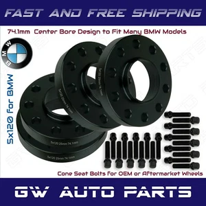 4Pc BMW 5x120 Wheel Spacers Kit 25mm Thick I.D 74.1mm With Bolts Fits Model E39 - Picture 1 of 2