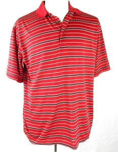 GRAND SLAM Polo Golf Shirt Men's Size Lg Large RED w Black Stripe Short Sleeve - Picture 1 of 5
