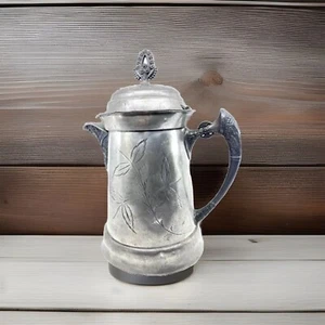 Victorian Water PITCHER SILVERPLATE QUADRUPLE -Full OWL SPOUT-Hinge Lid/FINIAL - Picture 1 of 24