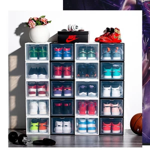 10Pcs Magnetic Clear Shoe Storage Boxes Bin Stackable Sneaker Holder Containers - Picture 1 of 26