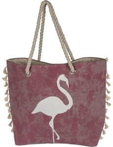 Shopper »Flamingo« Vintage Einkaufstasche Strandtasche Badetasche Saunatasche - Picture 1 of 2