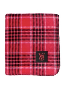 Victoria’s Secret Cozy Soft Sherpa Blanket in Red Black  Plaid 50x60 NEW 2024 - Picture 1 of 2