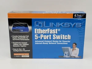 NOS Linksys EtherFast 10/100 5-Port Workgroup Switch EZXS55W Version SEALED NEW - Picture 1 of 9