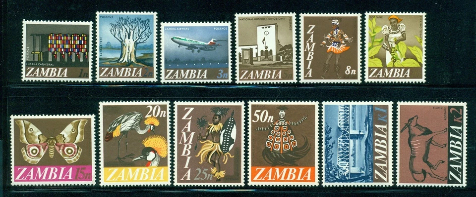 Zambia Scott #39-50 MNH diseños locales CV$15+ Foto 1 de 1